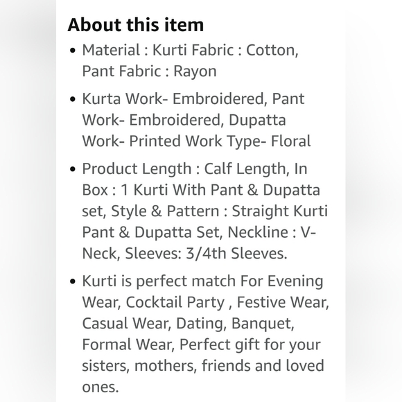 EUC RatanCrafts Embroidered Kurti Pant Set with Dupatta, Size M (slim fit) - Picture 9 of 12